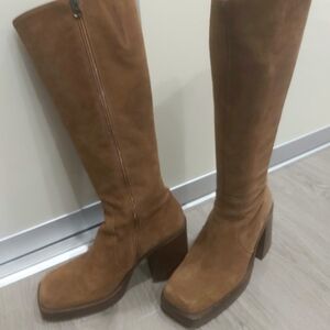 Suede knee-high boots